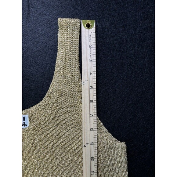 Y2K 90s Effeci Womens Vintage Gold Knit Tank Top Scoop Neck Size Medium - Picture 6 of 10